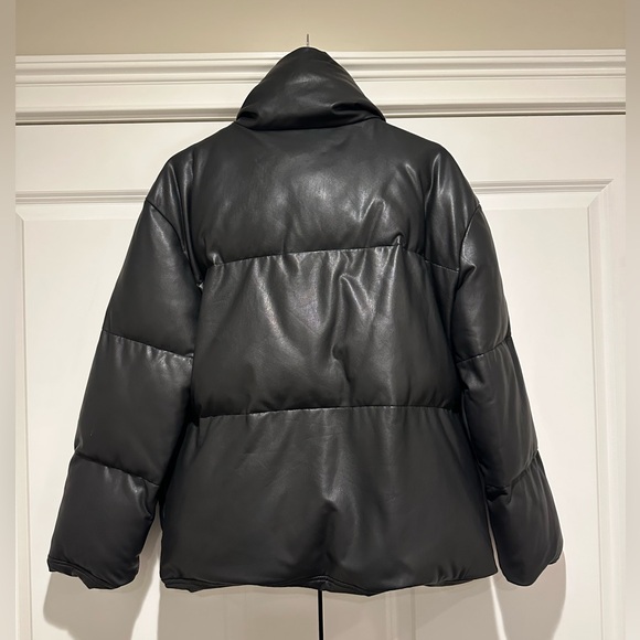 BAGATELLE.NYC Oversize Faux Leather Puffer Jacket, black, size Small - Picture 3 of 13